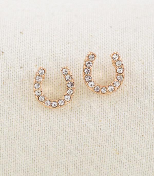Rhinestone Horseshoe Stud Earrings