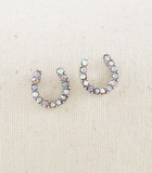 Rhinestone Horseshoe Stud Earrings