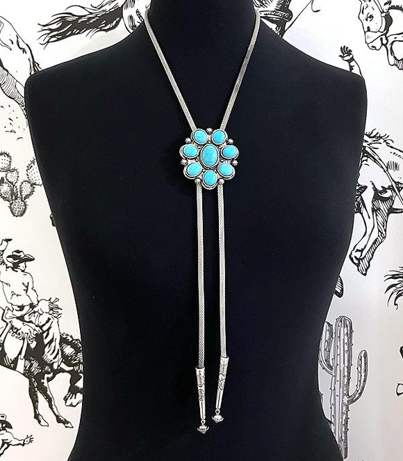 Turquoise Concho Bolo Necklace