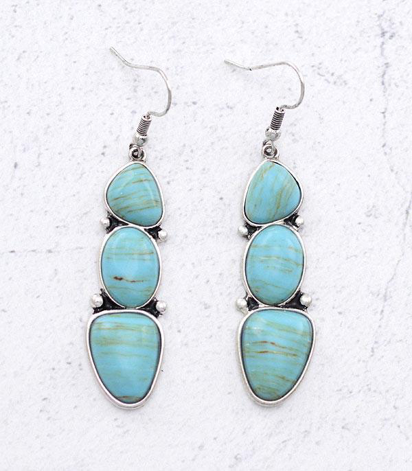 Semi Stone Drop Earrings