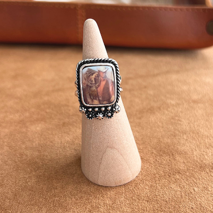 Vintage Western Cowboy & Saddle Ring
