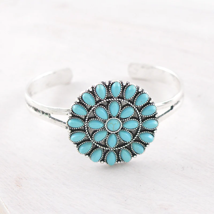 Turquoise Cluster Cuff Bracelet