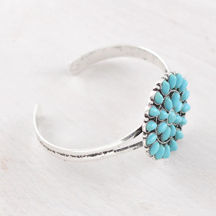 Turquoise Cluster Cuff Bracelet