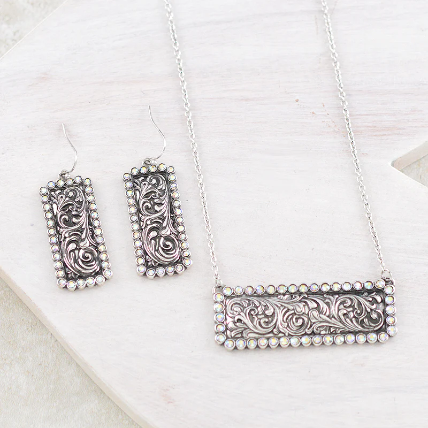 Western Tooling Bar Necklace Set