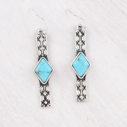 Aztec Turquoise Bar Earrings