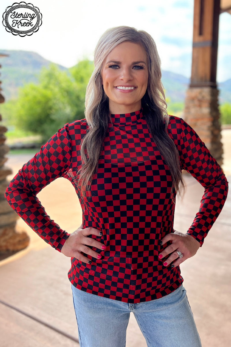 Pep Rally Mesh Top Red/Black