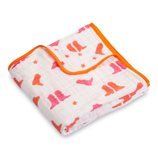 Life Is Better in Pink Boot Muslin Blanket Baby Toddler