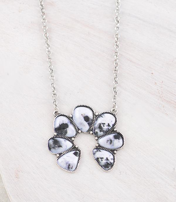 Howlite Semi Stone Squash Blossom Necklace
