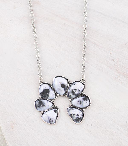 Howlite Semi Stone Squash Blossom Necklace