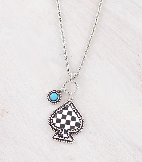 Checkered Spade Necklace