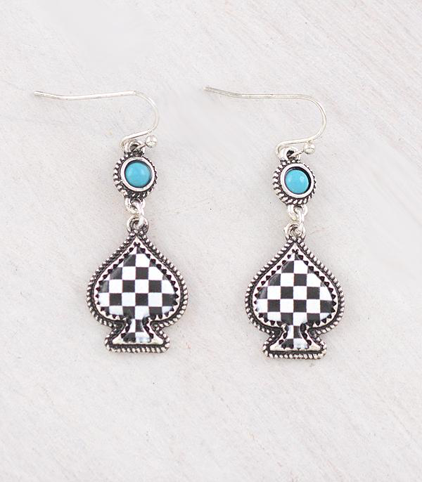 Checkered Spade Earrings