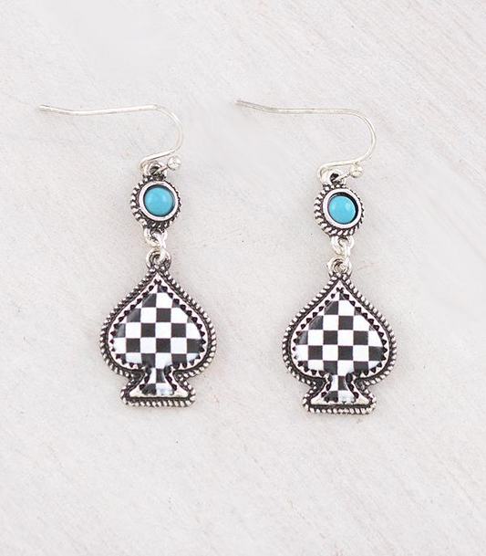 Checkered Spade Earrings