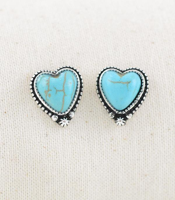 Turquoise Heart Post Earrings