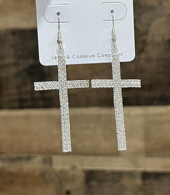 Rhinestone Cross Earrings