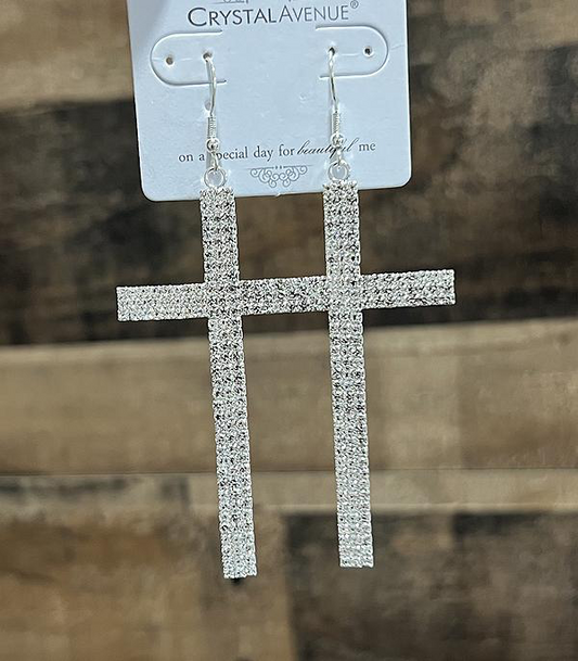 Rhinestone Cross Earrings