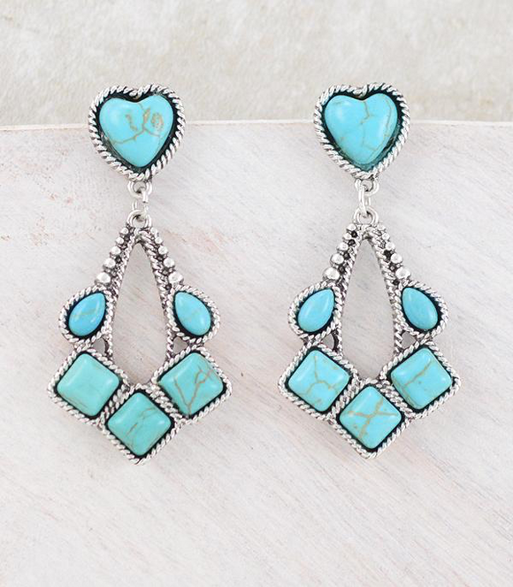 Turquoise Heart Post Earrings