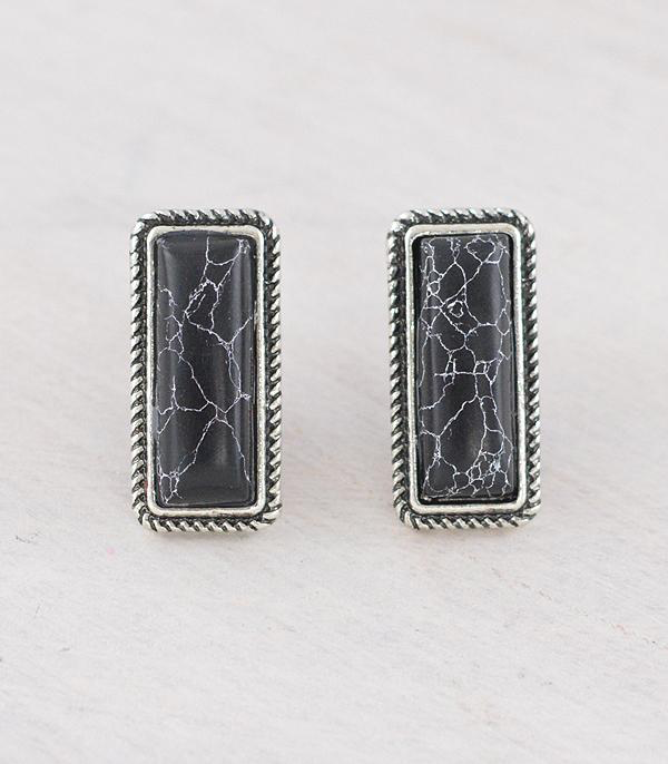Semi Stone Bar Earrings