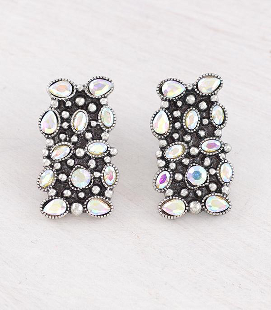 Glass Stone Statement Earrings