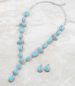 Drop Stone Y Necklace Set