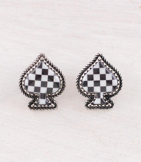 Checkered Spade Earrings