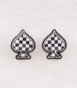 Checkered Spade Earrings