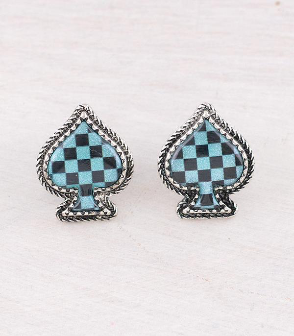 Checkered Spade Earrings