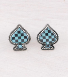 Checkered Spade Earrings