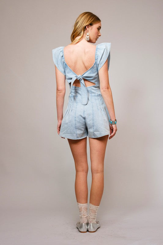 Sweetheart Ruffle Sleeve Romper