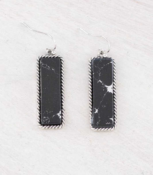 Semi Stone Bar Earrings