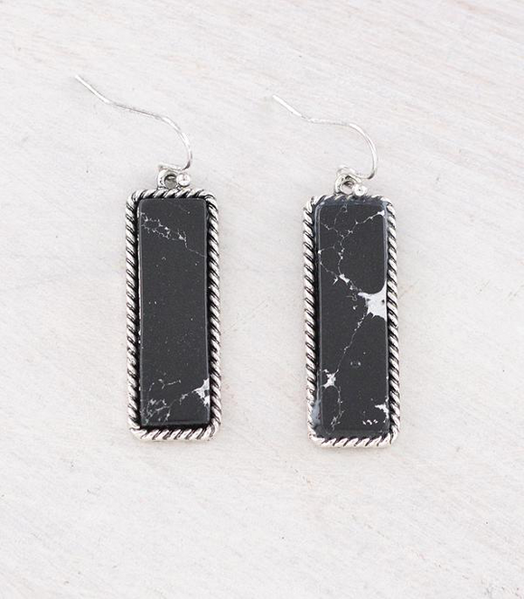 Semi Stone Bar Earrings