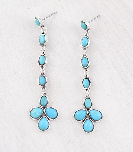 Turquoise Semi Stone Drop Earrings