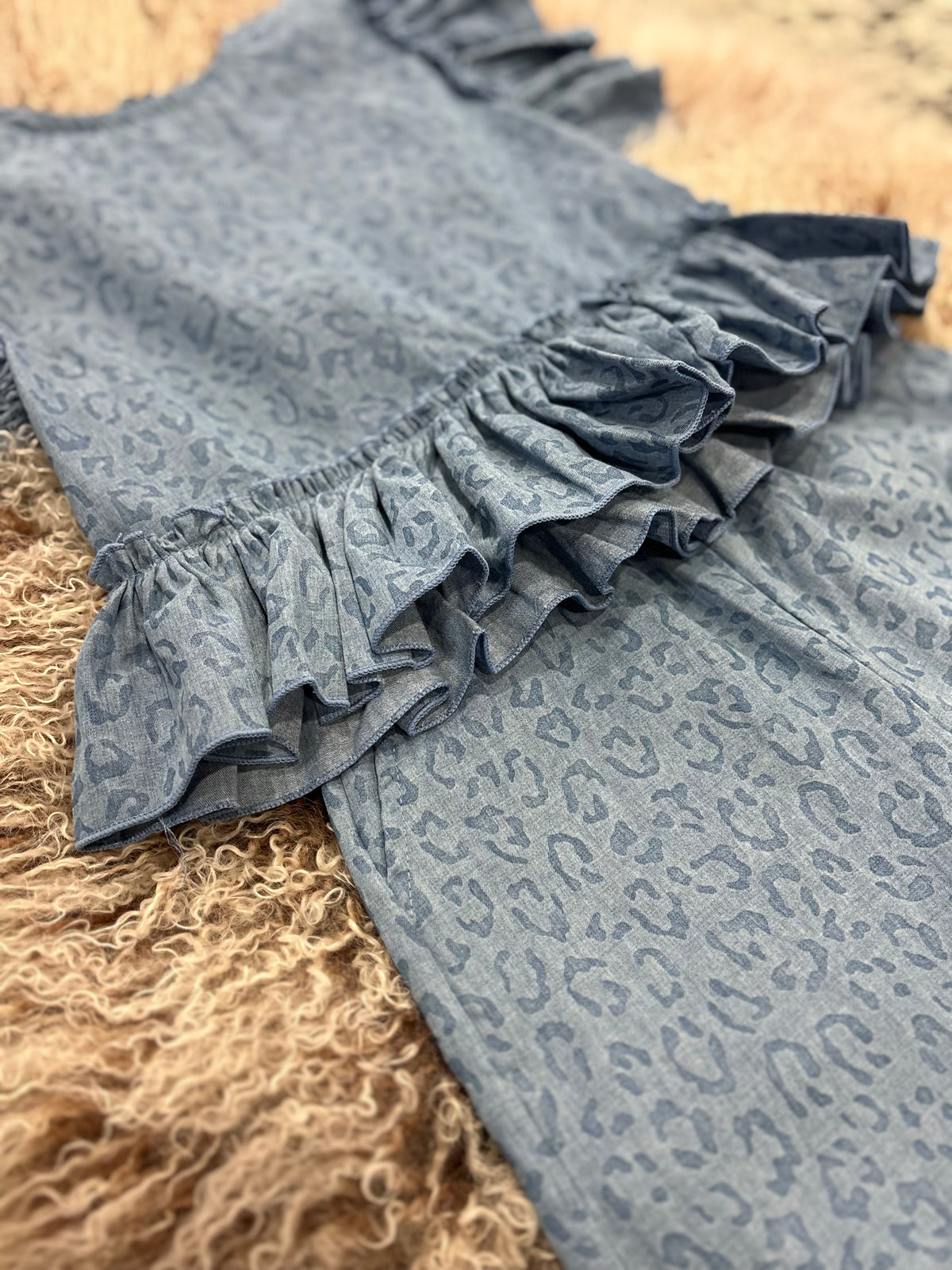 Toddler Denim Cheetah Ruffle Set