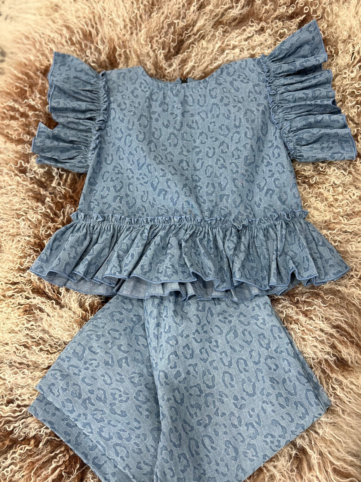 Toddler Denim Cheetah Ruffle Set