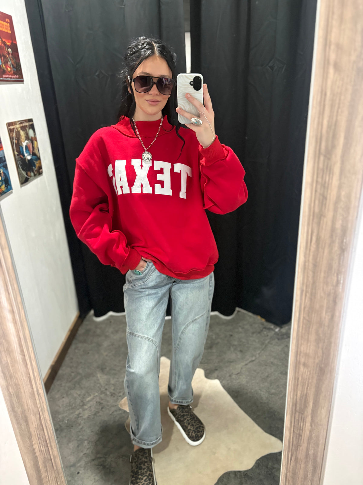 Texas Mock Neck Oversized Sweatshirt