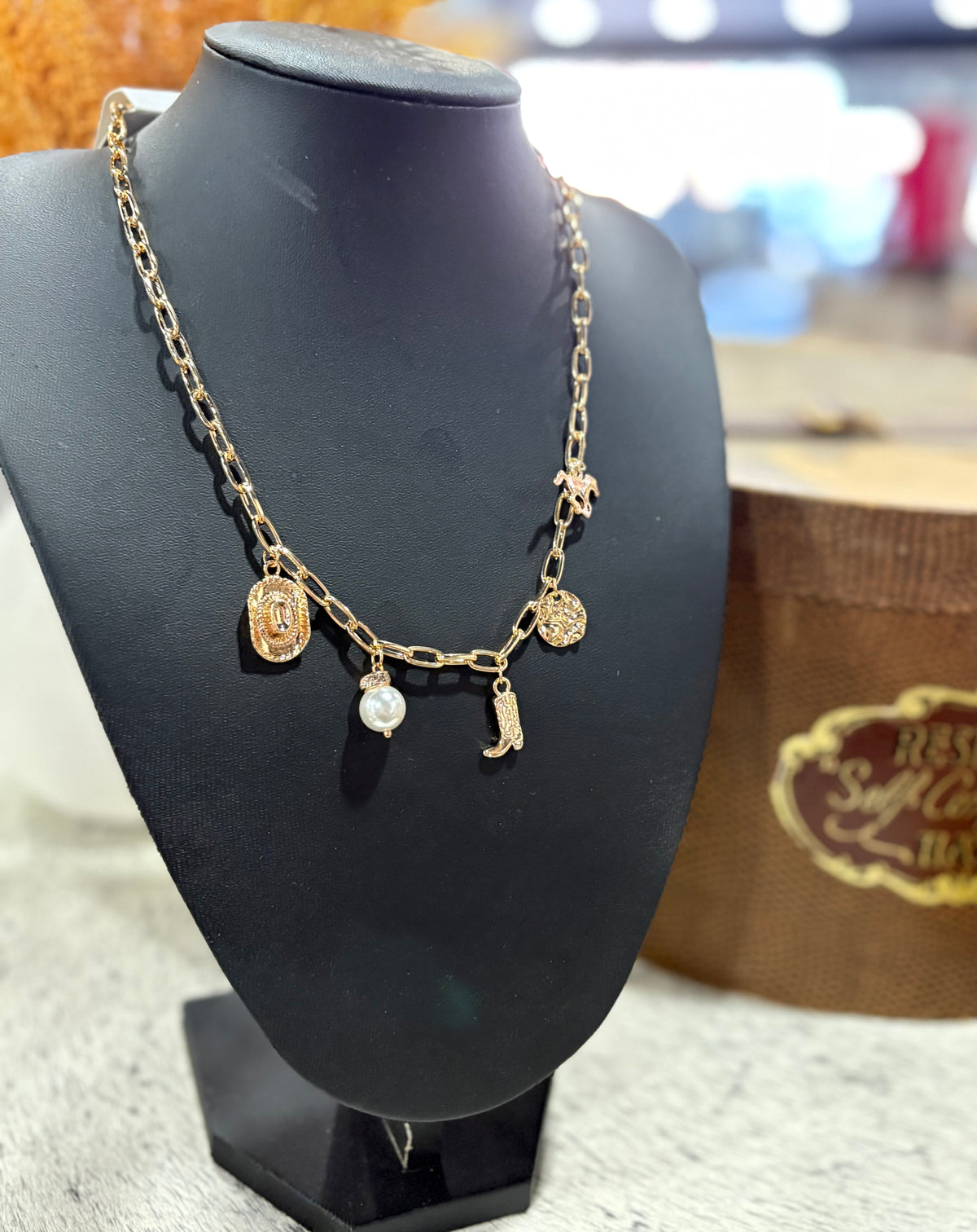 Western Boot Star Hat Horseshoe Charm Necklace
