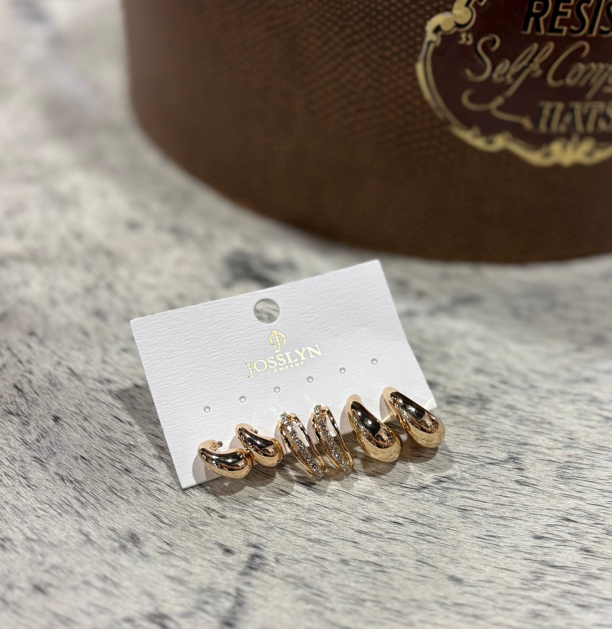 Chunky Hoop Rhinestone Trio Earring Set