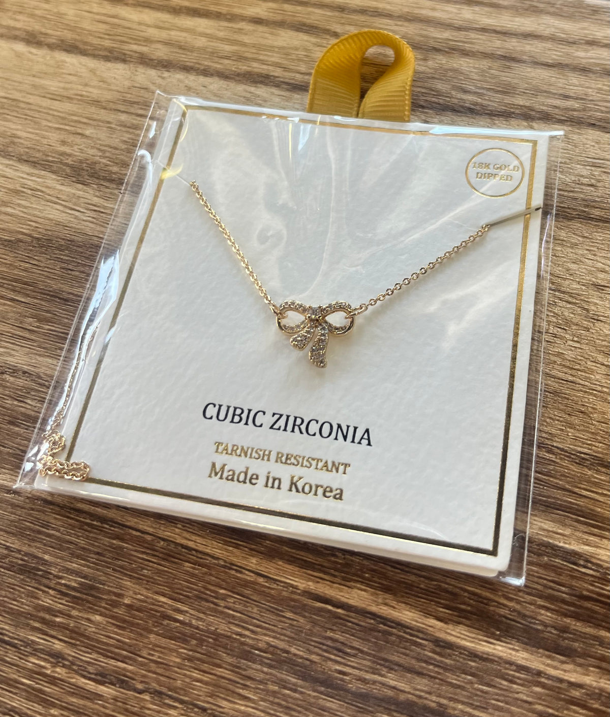 Gold Bow Rhinestone Necklace
