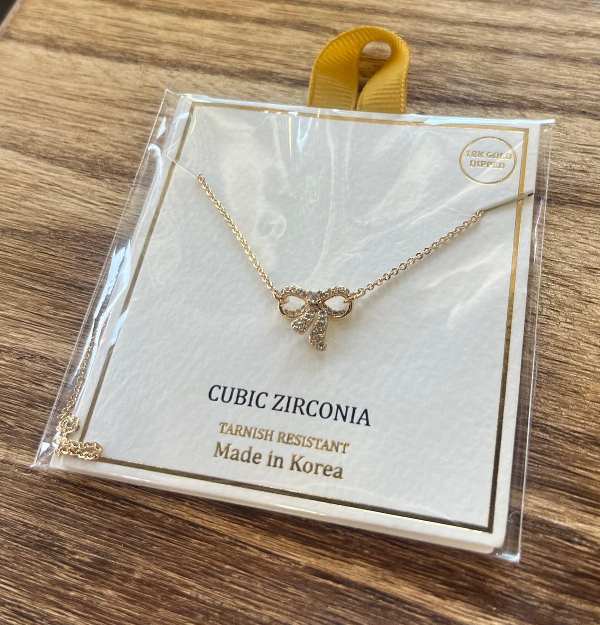 Gold Bow Rhinestone Necklace