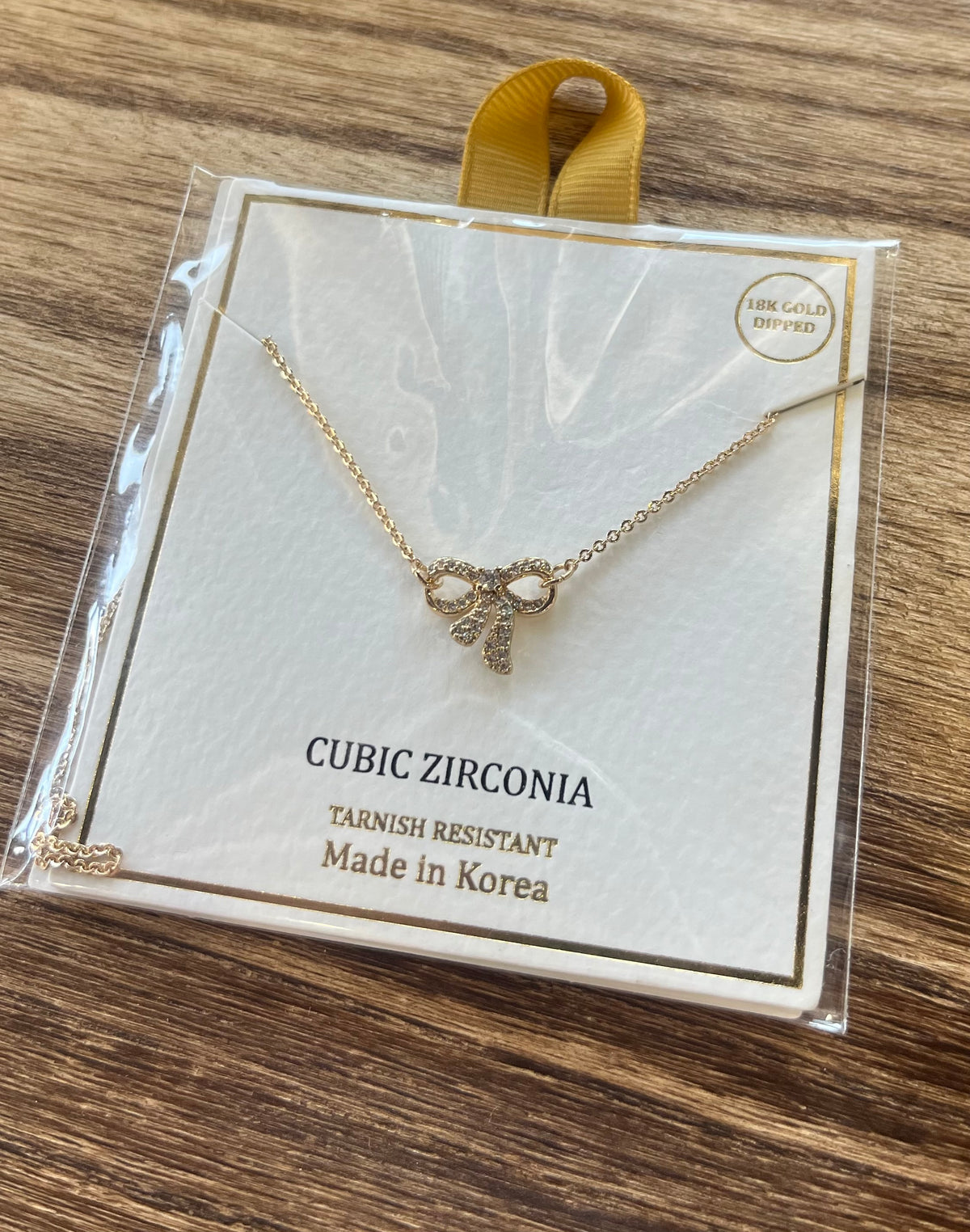 Gold Bow Rhinestone Necklace