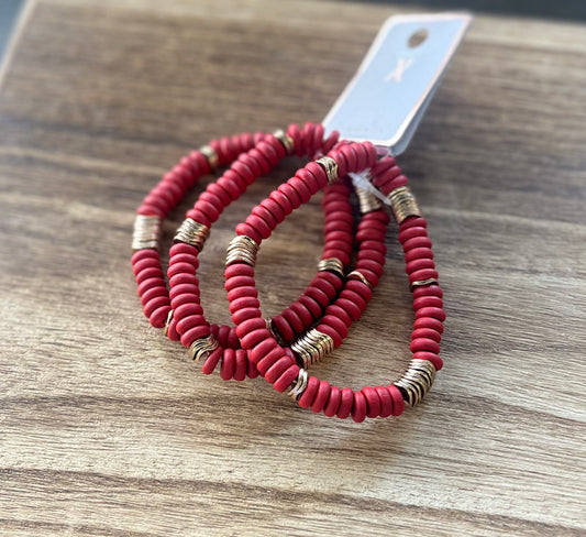 Red and Gold Stacker Bracelets