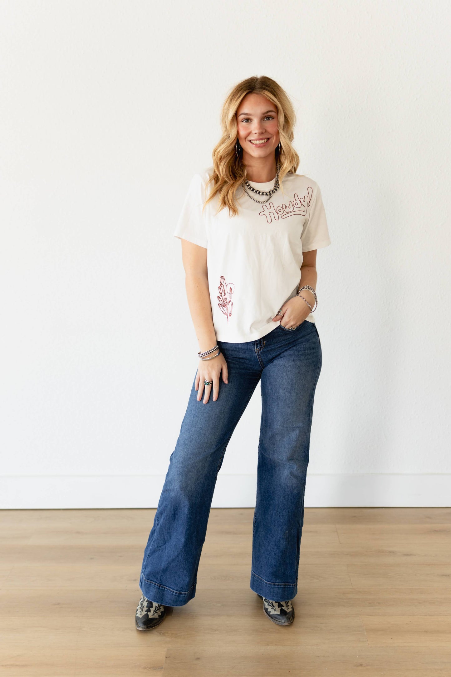 Howdy Cactus Embroidered Tee