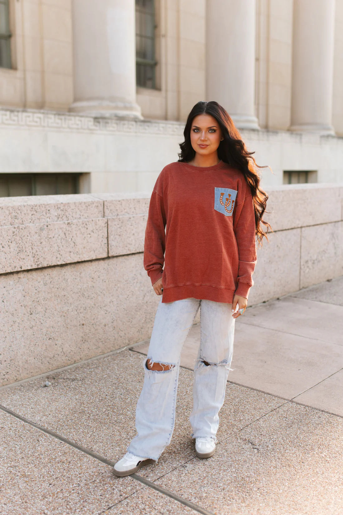 Horseshoe Denim Pocket Sweatshirt