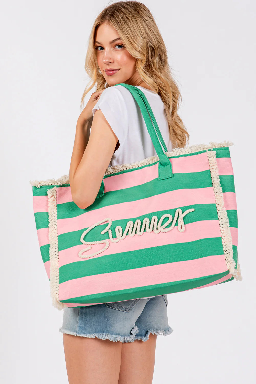 Embroidered Summer Terry Cloth Tote Bag