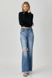 Riley Mid Rise Button Down Wide Leg Jeans