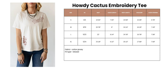 Howdy Cactus Embroidered Tee
