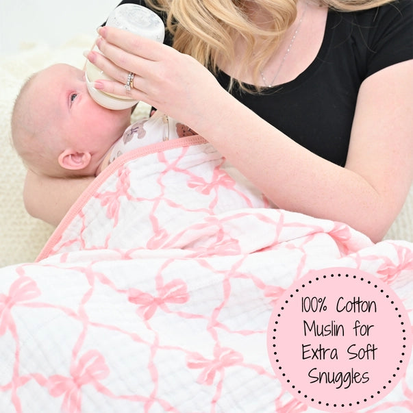 Beautiful Bows Muslin Blanket Baby Toddler
