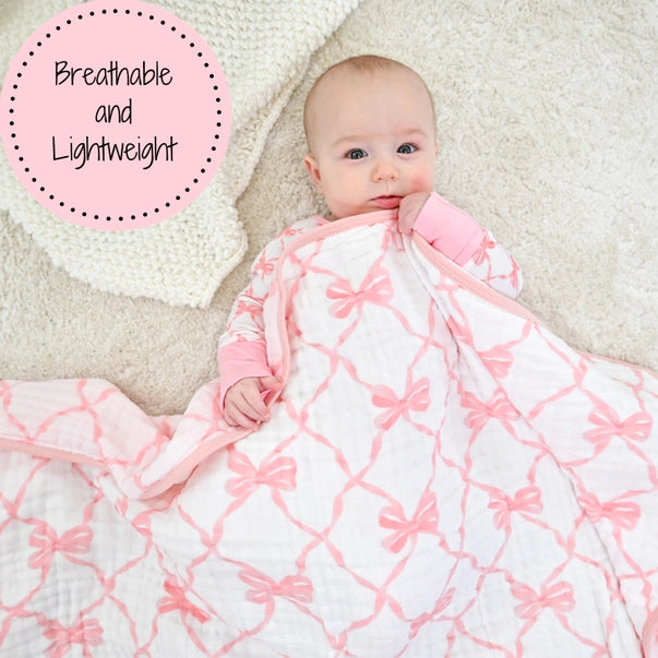 Beautiful Bows Muslin Blanket Baby Toddler
