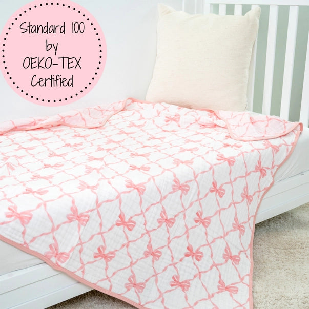 Beautiful Bows Muslin Blanket Baby Toddler
