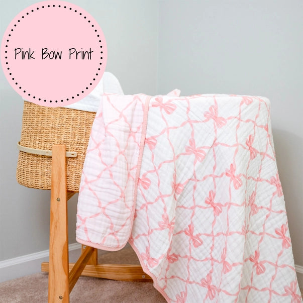 Beautiful Bows Muslin Blanket Baby Toddler