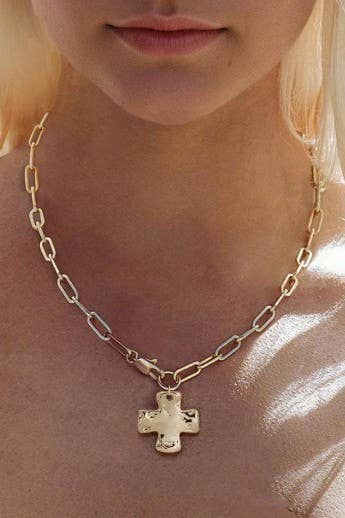 Notable Hammered Cross Necklace